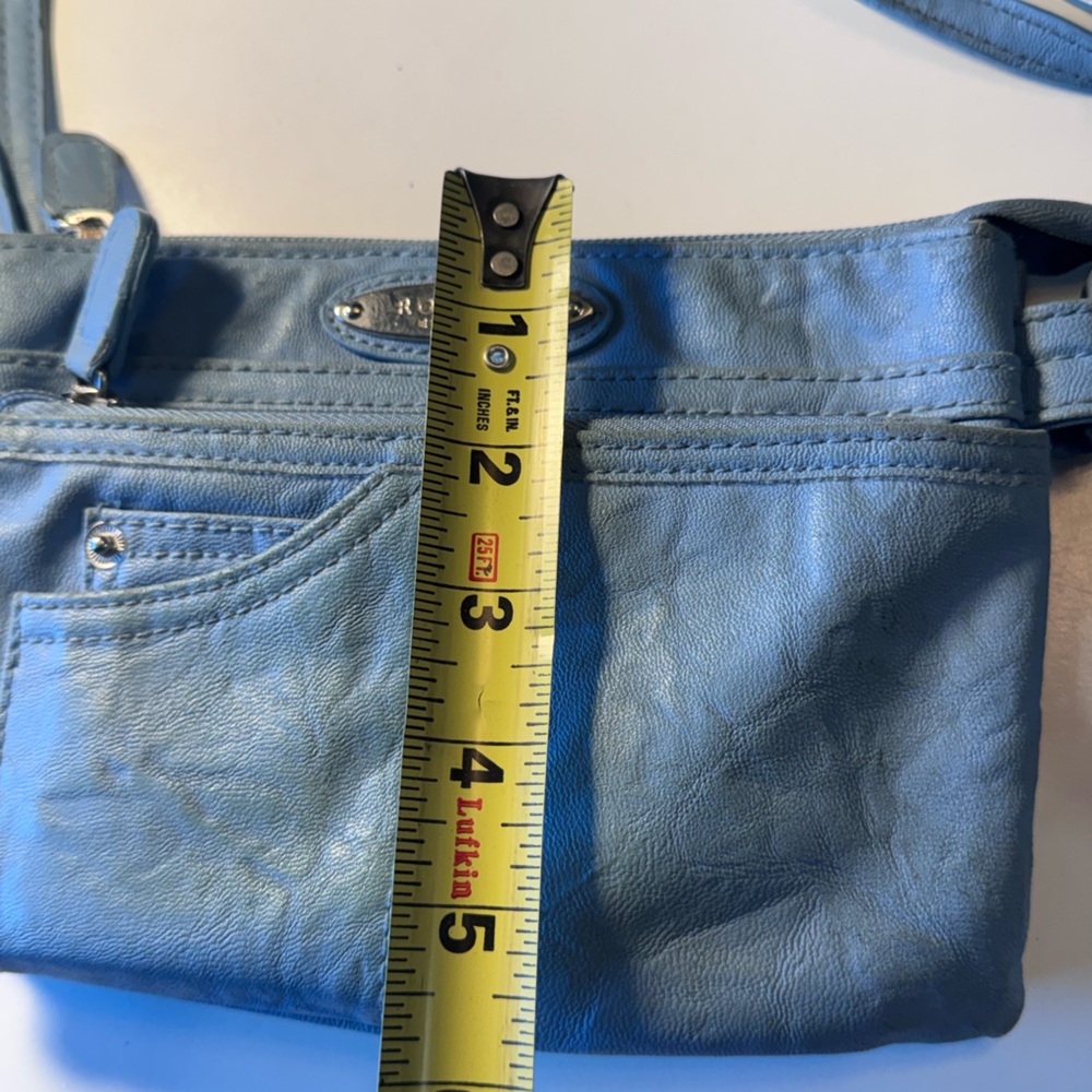 Retro Blue Vegan Leather Rossetti Crossbody Small Shoulder Bag Wallet - Picture 13 of 14